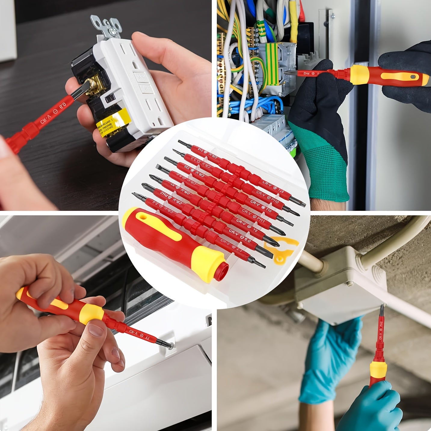[8-in-1 magnetic screwdriver set] Double headed multi size manual tool set, 8pcs set of professional maintenance tools, anti slip handle+portable box, suitable for repairing tables, chairs, and various furniture