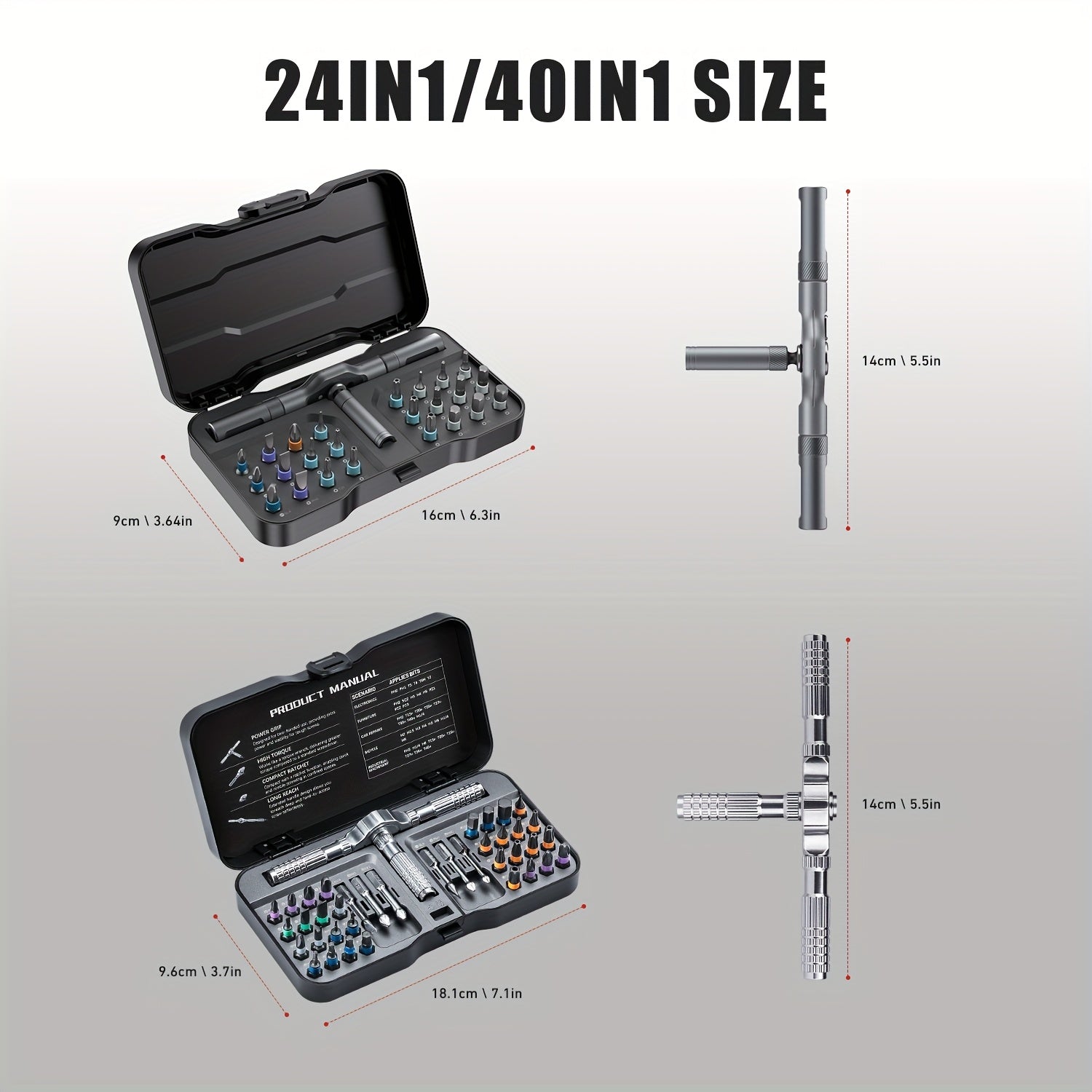 24-in-1 Magnetic Screwdriver Set with Detachable T-Ratchet Handle - Heavy-Duty Iron Construction, Ergonomic Grip for Home Maintenance & DIY Projects, Includes Hex Keys, Screwdrivers, Pliers, and More - Black, Screwdriver Set, Robust Tool Design, Durable