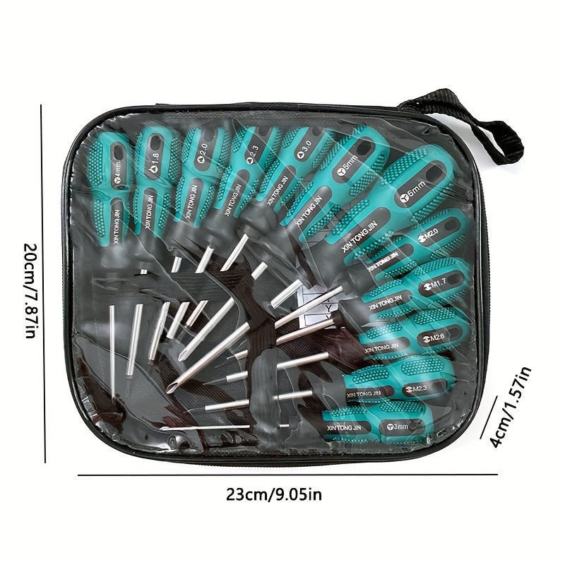 12pcs XIN TONG JIN Specialty Screwdriver Set - U-Shaped, Y-Shaped, Triangle Tips for Electronics & Appliances - Durable Plastic/Metal with Textured Grip Handles in Clear Case